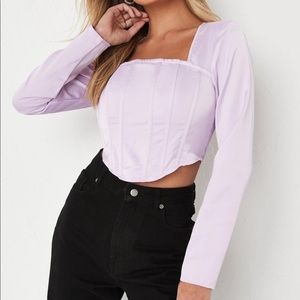 Missguided Lilac Satin Cut Out Back Corset Top Size 4